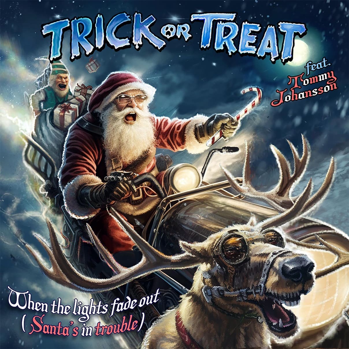 Trick or treat when the lights fade out santa s in trouble