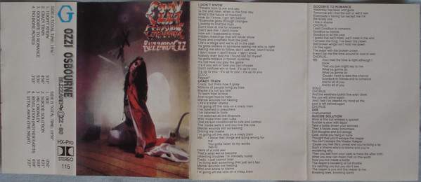 ozzy osbourne blizzard of ozz cassette